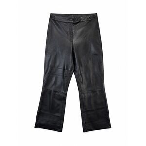 Leather Limited Vintage 90s Y2K Black Genuine Leather Flare Pants Size 6